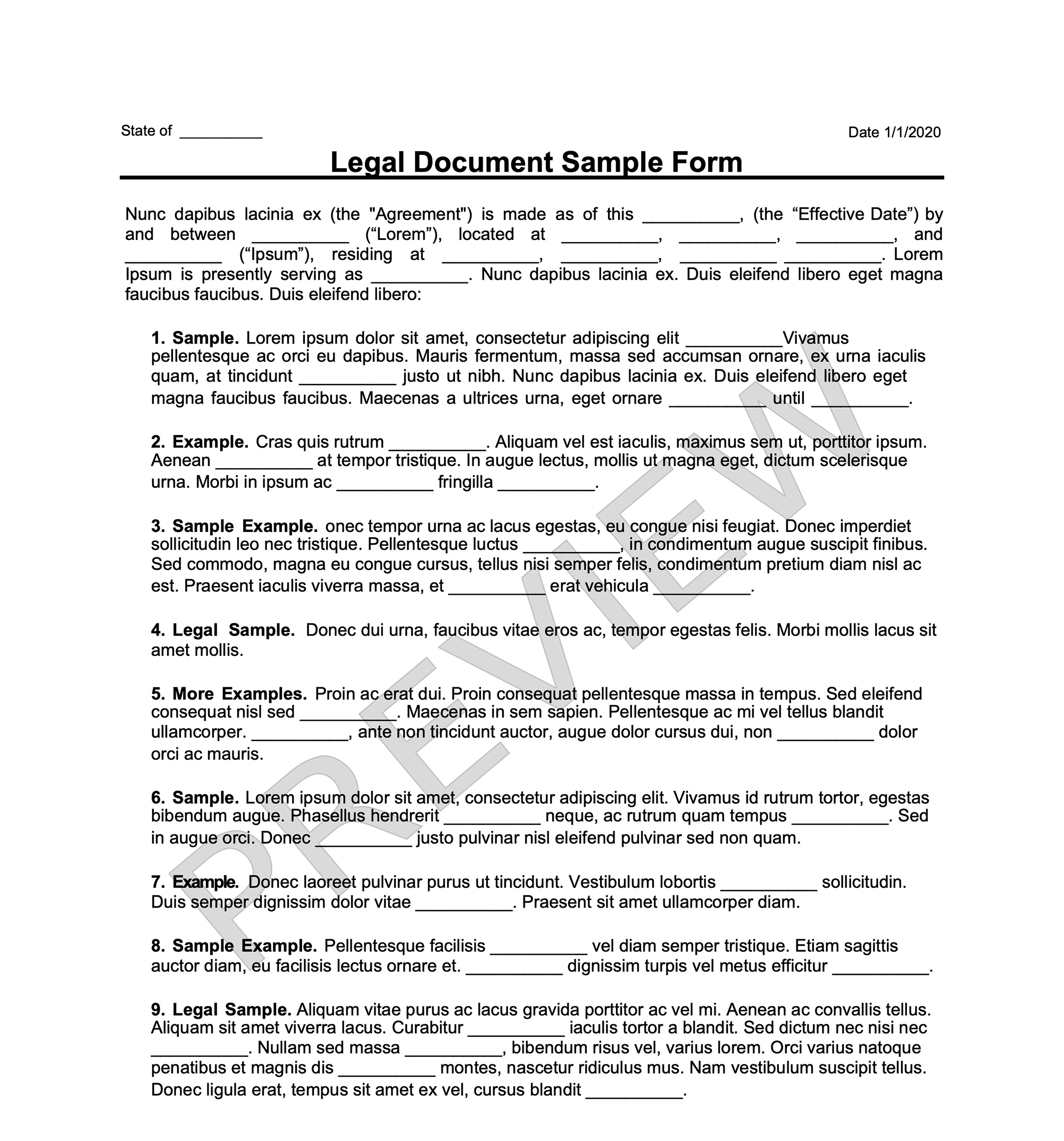 Legal Form Document Preview